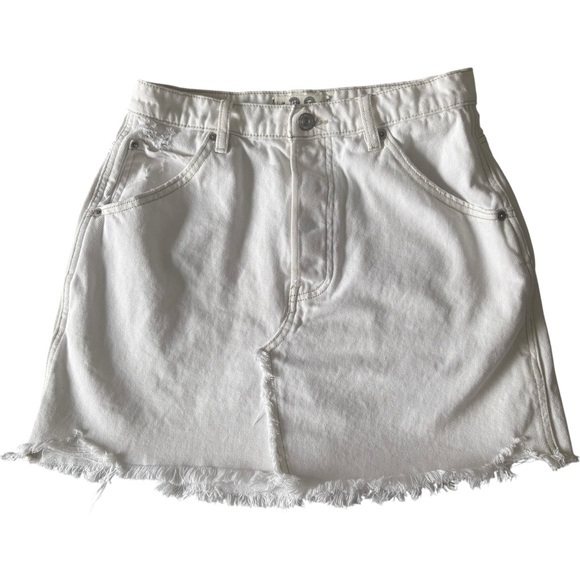 We the Free white‎ distressed denim mini skirt. Size 28. EUC - Picture 1 of 5